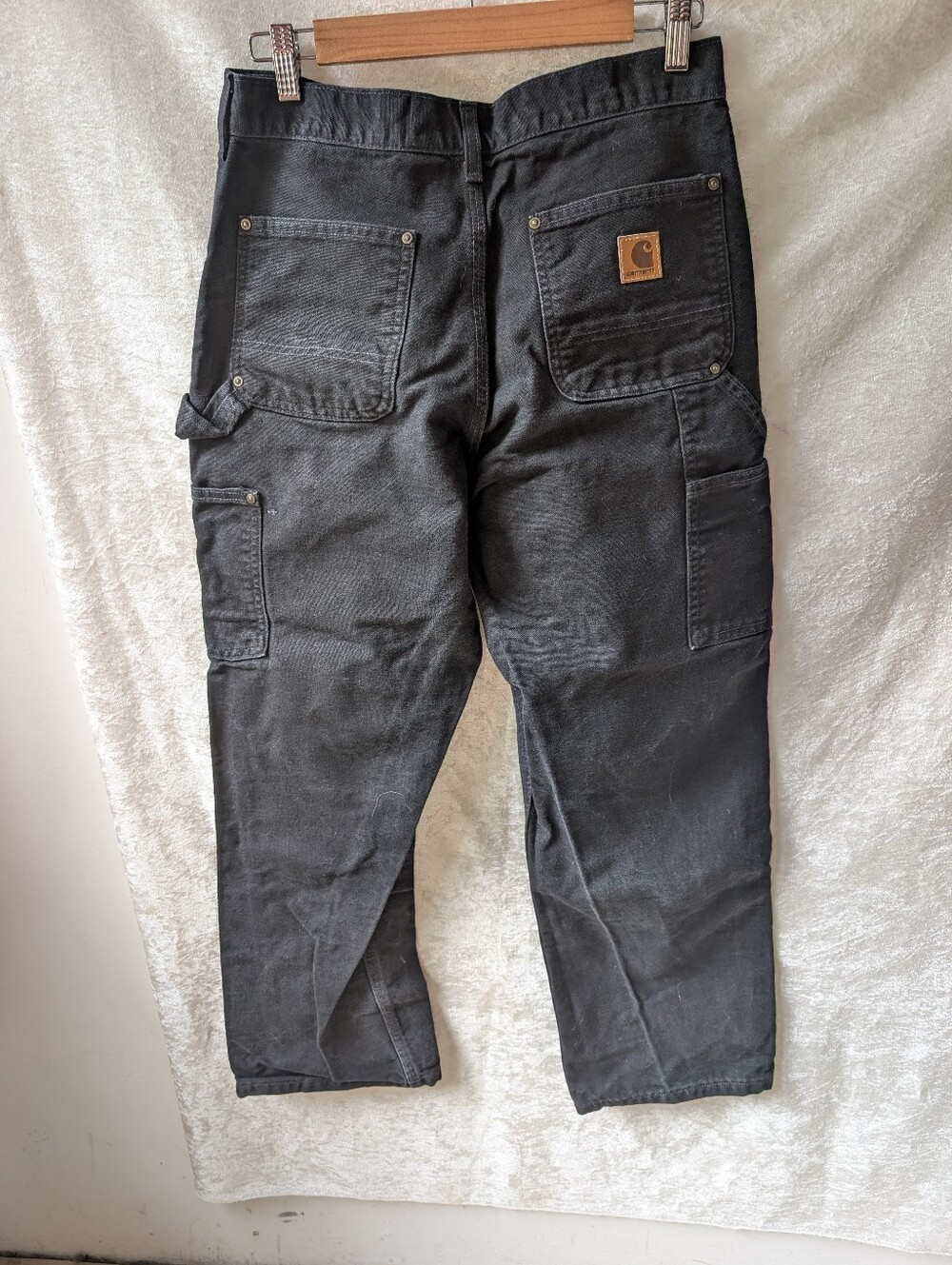 30x32 B136-blk Double Front Duck Canvas Carhartt Vintage Carpenter Loose Fit - Picture 4 of 7